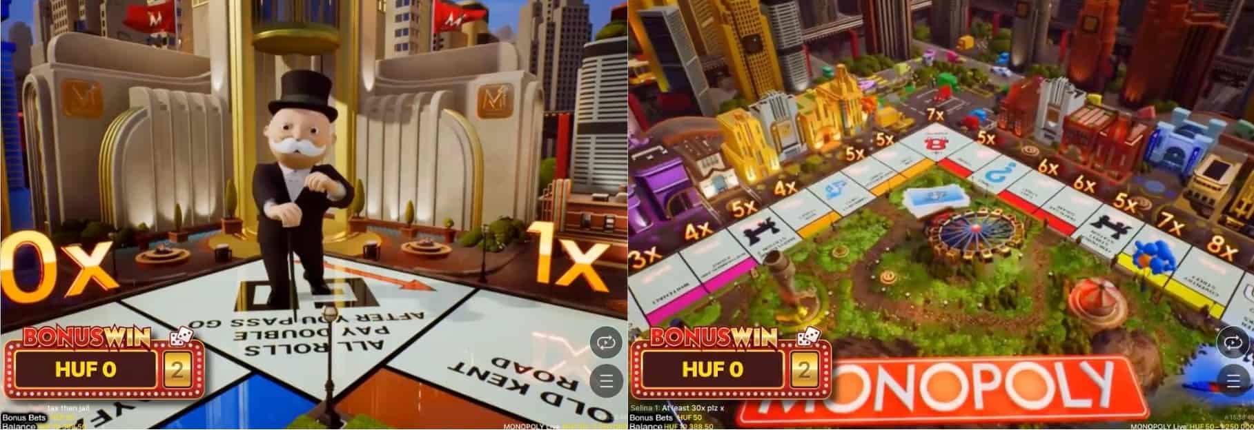 Recurso de jogo bônus do Monopoly Live