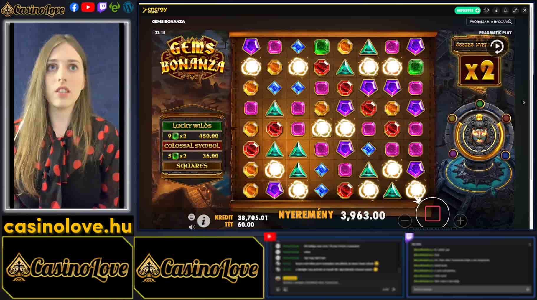 Gems Bonanza - stort gevinst på spilleautomat hos Energy Casino